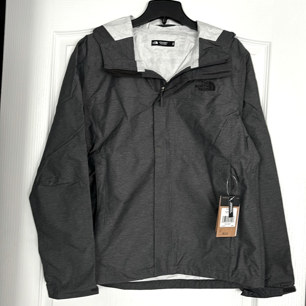 THE NORTH FACE Men’s Venture 2 Waterproof Hooded Rain Jacket Dark Grey Heather M